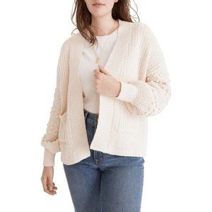 Madewell Cardigan Womens Plus 3X Bobble Balloon Sleeve Cream Chunky Sweater